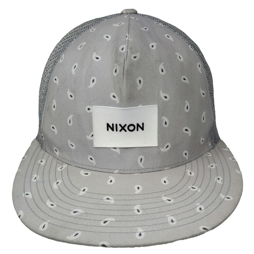 Nixon Trucker Hat Gray One Size Paisley Flat Brim Mesh Back Snapback Polyester